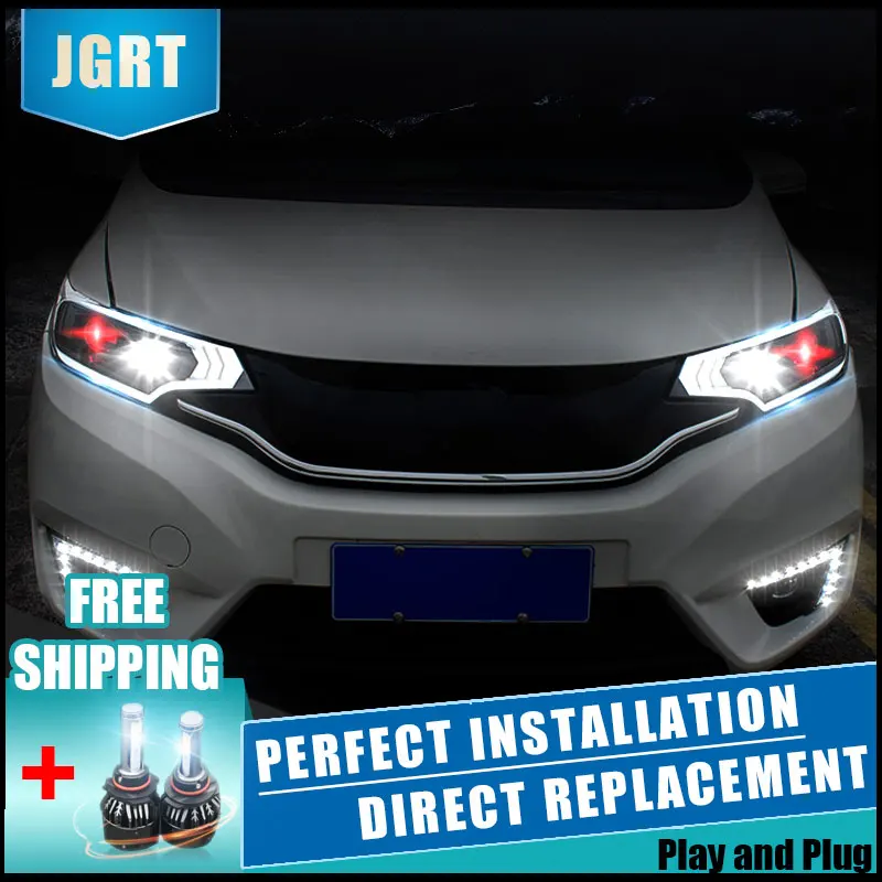  2PCS LED Headlights For Honda Fit 2014-2017 Car Led Lights Double Xenon Lens Car Accessories Daytim - 32886486997