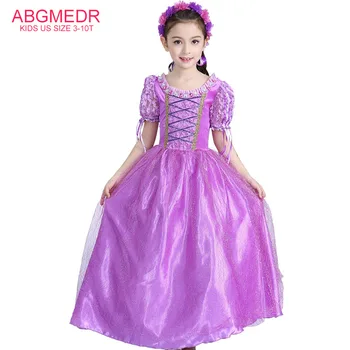 

Children Cinderella Belle Rapunzel Aurora Dress Girls Princess Party Dress Children Cosplay Costume Tangled Dress for Girls