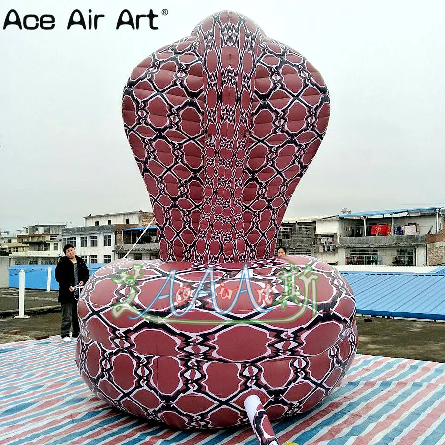  Hot sale lifelike giant inflatable snakeinflatable coiled cobras model for zoo display/event advert