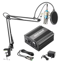 Neewer NW-800 Condenser Microphone Kit Black 48V Phantom Power Supply XLR Cable for Home Studio Recording Boom Scissor Arm Stand