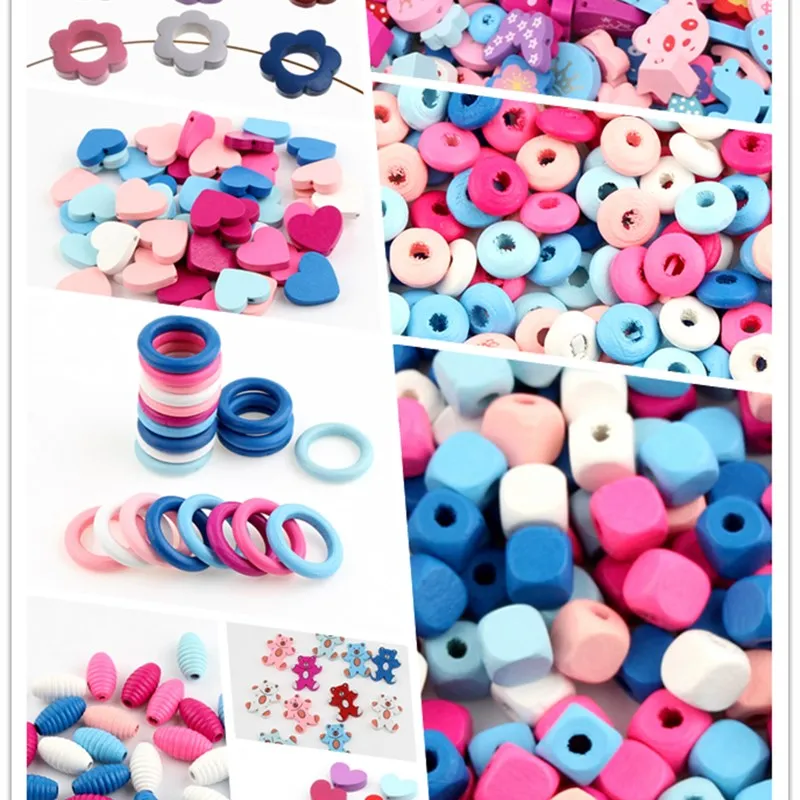 

Multi-pattern Wooden Beads Mixed Color Wood Beads for Jewelry Making DIY Baby betis balompie Pacifier Clip lollipop Attachment