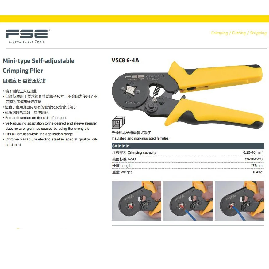 US $28.26 Crimping Pliers Vsc8 106a 64c Vsc9 164a 00816mm2 265awg For Tube Type Needle Type Terminal Manual Adjustable Tools