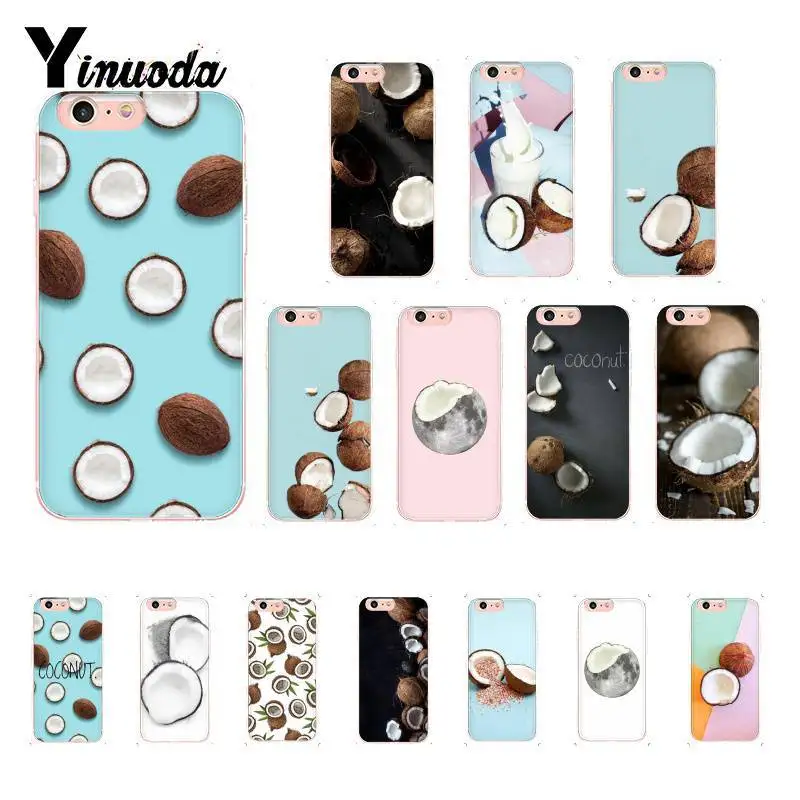 Мягкий чехол Yinuoda из кокоса на пляже для телефона iPhone 8 7 6 6S Plus X XS MAX 5 5S SE XR 10 11 11pro