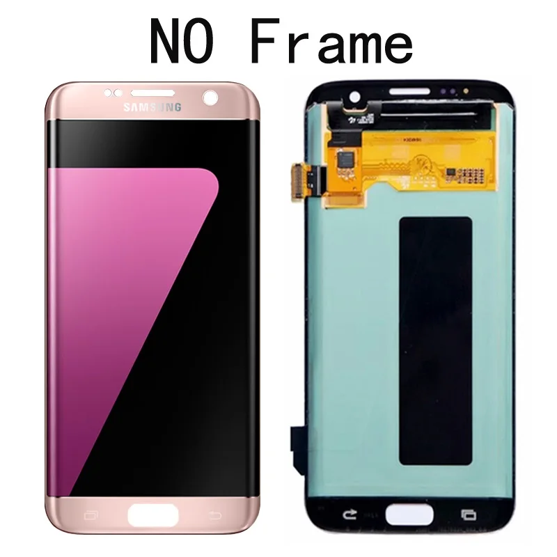 5,5 ''SUPER AMOLED для samsung Galaxy S7 Edge G935 G935F G935FD ЖК сенсорный экран Замена с рамкой - Цвет: Pink No Frame