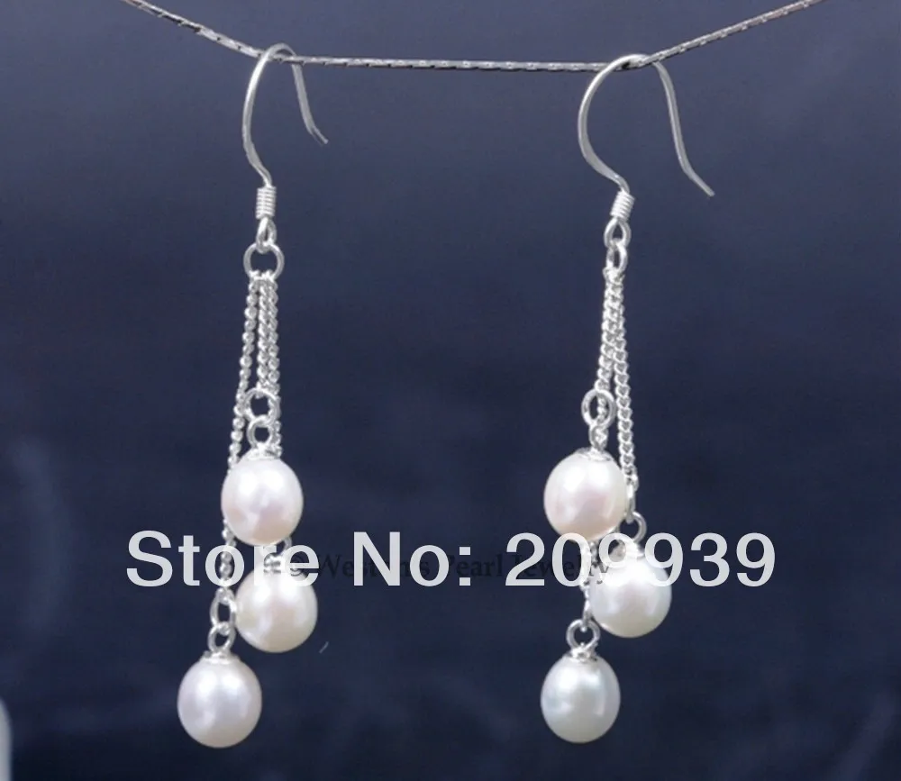 

hot sell new - hj 002262 WHOLESALE 10 NATURAL WHITE OVAL CULTURED FRESHWATER PEARL CHANDELIER EARRINGS