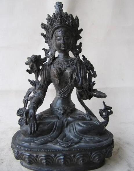 

xd 002548 8"Tibet superb Buddhism Pure Bronze Kwan-Yin Guan yin White Tara Buddha Statue