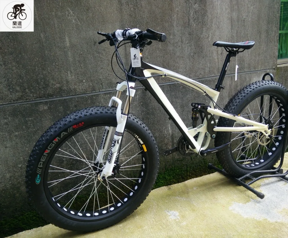 Excellent Kalosse 26*4.0 inch snow bike Full suspension fat bicycle mountain bike 21/24/27/30 speed 26er Hydraulic brakes 1 Excellent Kalosse 26*4.0 inch snow bike Full suspension fat bicycle mountain bike 21/24/27/30 speed 26er Hydraulic brakes 1