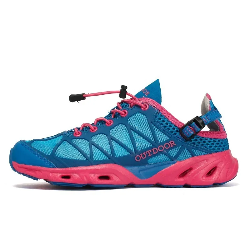 Мужские треккинговые ботинки женские Треккинговые уличные спортивные ботинки Нескользящие Тактические альпинистские ботинки водонепроницаемые женские кроссовки быстросохнущие - Цвет: Синий
