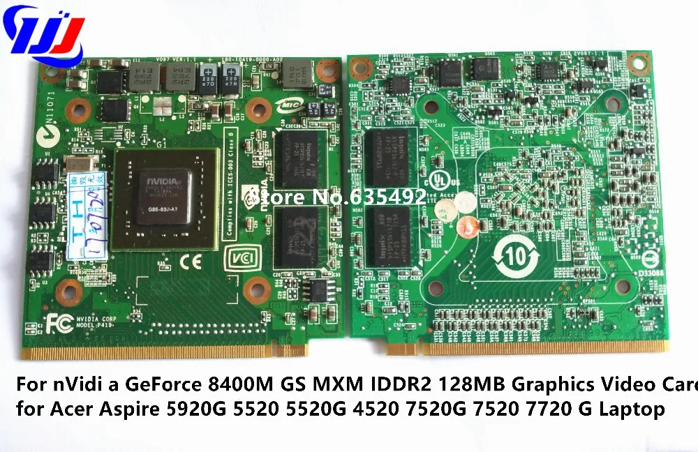 Для видеокарты n Vidia GeForce 8400MGS 8400M GS MXM IDDR2 128MB для A c er A s pire 5920G 5920 5520G 4520G 7520G 7720G