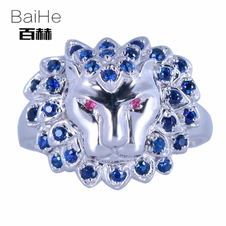 BAIHE Solid 14 K белое золото(AU585) 0.64CT Сертифицированный H/SI круглый настоящие Рубины свадебные женские офисные/деловые ювелирные изделия кольцо