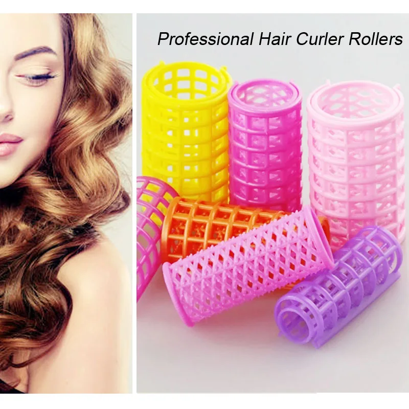 6pc/8pc/10pc/12pc Home DIY Fashion Styling Plastic Hair Spiral Curlers
