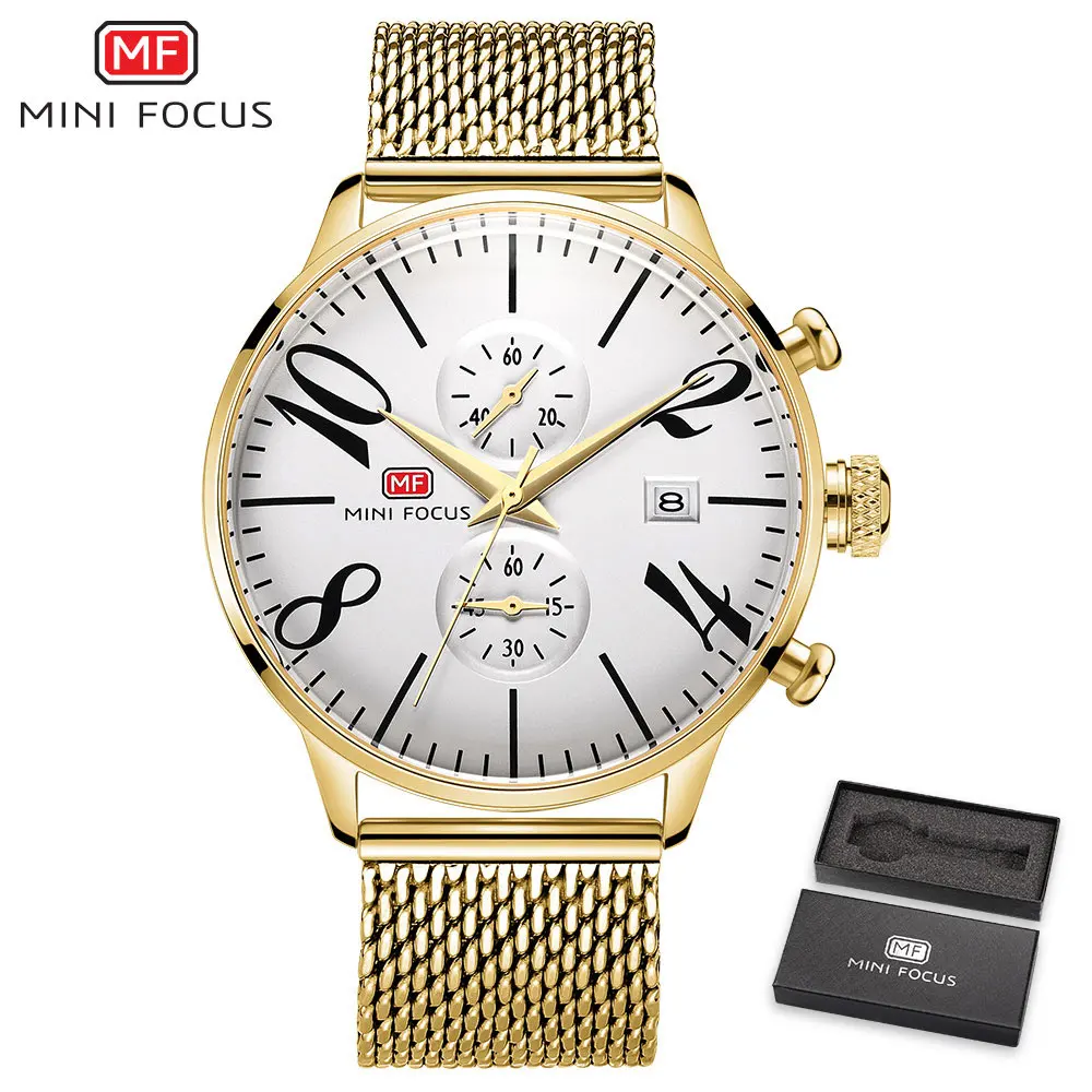 

MINIFOCUS Chronograph Wrist Watch Men Luxury Famous Male Clock Mens Quartz Watches Stainless Steel Waterproof Relogio Masculino