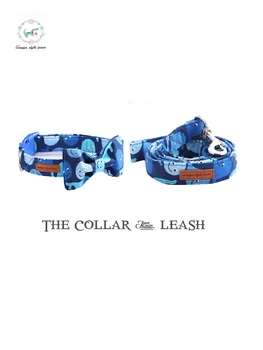 

Whale Blue Dog Collar with Bow Tie Plastic Buckle Dog&Cat NecklaceCotton Pet Accessories Personalized Dog Collar and Leash Set