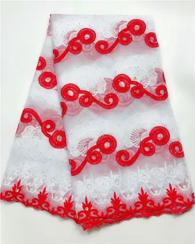 

Royal Blue Embroidery Lace, Nigerian Blush Pink Lace Fabrics, African stones Lace Fabric 2019 With Flower red white