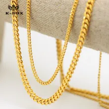 Mens 3 mm / 5 mm de ancho sólido chapado en oro pequeño Miami Cuban cadena de eslabones acera 24 ” / 27.5 ” alta calidad Unisex Hiphop collar