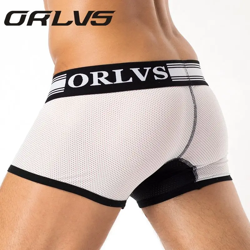 ORLVS, дышащее, мужское, сексуальное, летнее, Сетчатое, ледяной шелк, нижнее белье, боксеры, четыре угла, мужские, u-образная выпуклая сумка, шорты, одноцветные, размера плюс