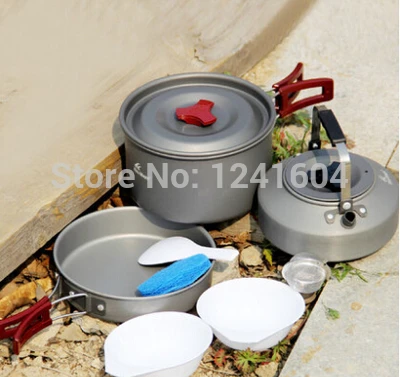 Pessoas de Vendas Conjuntos de Panela de Acampamento ao ar Bordo Fogo Cozinhar Grupo Piquenique Livre Panelas Frigideira – Caldeirão Tea Pot Fmc-204 720g 2-3