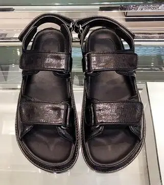 Black Comfortable Platform Flat Hook Loop Women Sandals Rome Style Beach Vacation Shoes Woman Open Toe Leather Summer Footwear - Цвет: Black