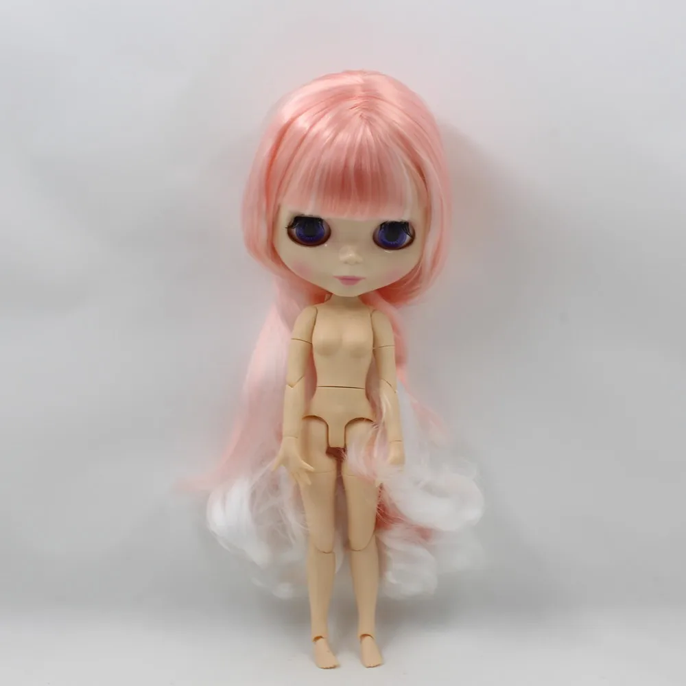 Ледяной обнаженный Blyth кукла No.260BL136/1010 розовый микс белые волосы с челкой соединение тела белая кожа фабрика Blyth