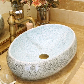 

Oval China Artistic Handmade Art wash basin Ceramic Counter Top Wash Basin Bathroom Sinks hand wash art basin
