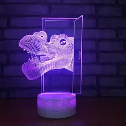 Головы динозавра ночник Творческий акрил 3d Visual декоративные лампы Автоматическая обесцвечивание 3d светильники