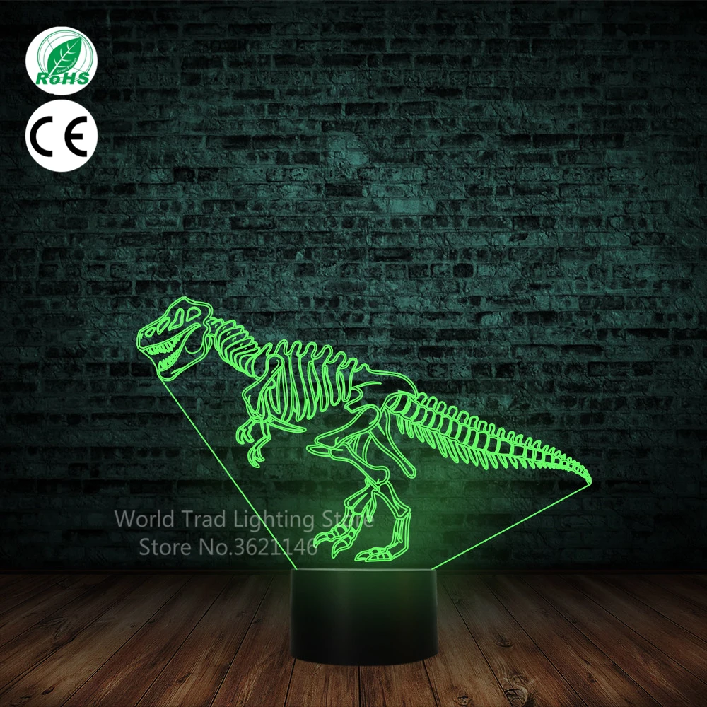 

3d tyrannosaurus rex dinosaur Novelty Lamp LED Night Light 3d Illusion luminarias bedroom Lava children Lamp Kids bedside desk