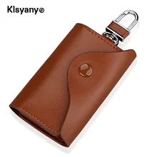 Klsyanyo Geniune Ключница кожаная Key Holder Case Кошельки унисекс компактный брелок для ключей держатель ключей с 6 крючков застежкой