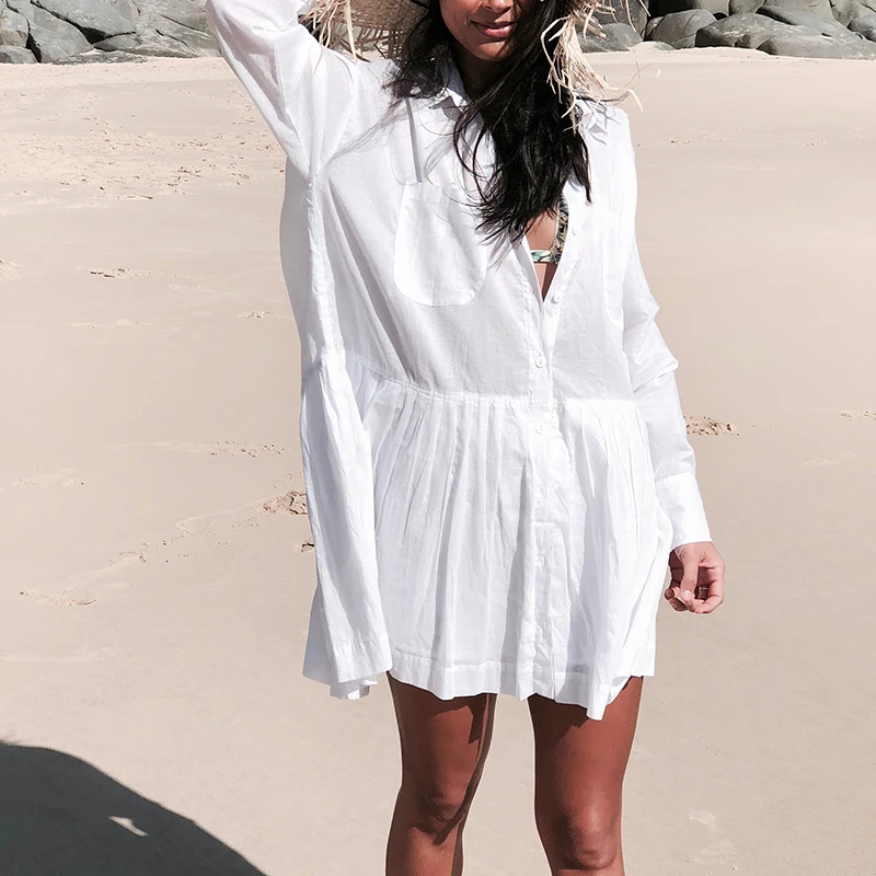 white cotton swim cover up