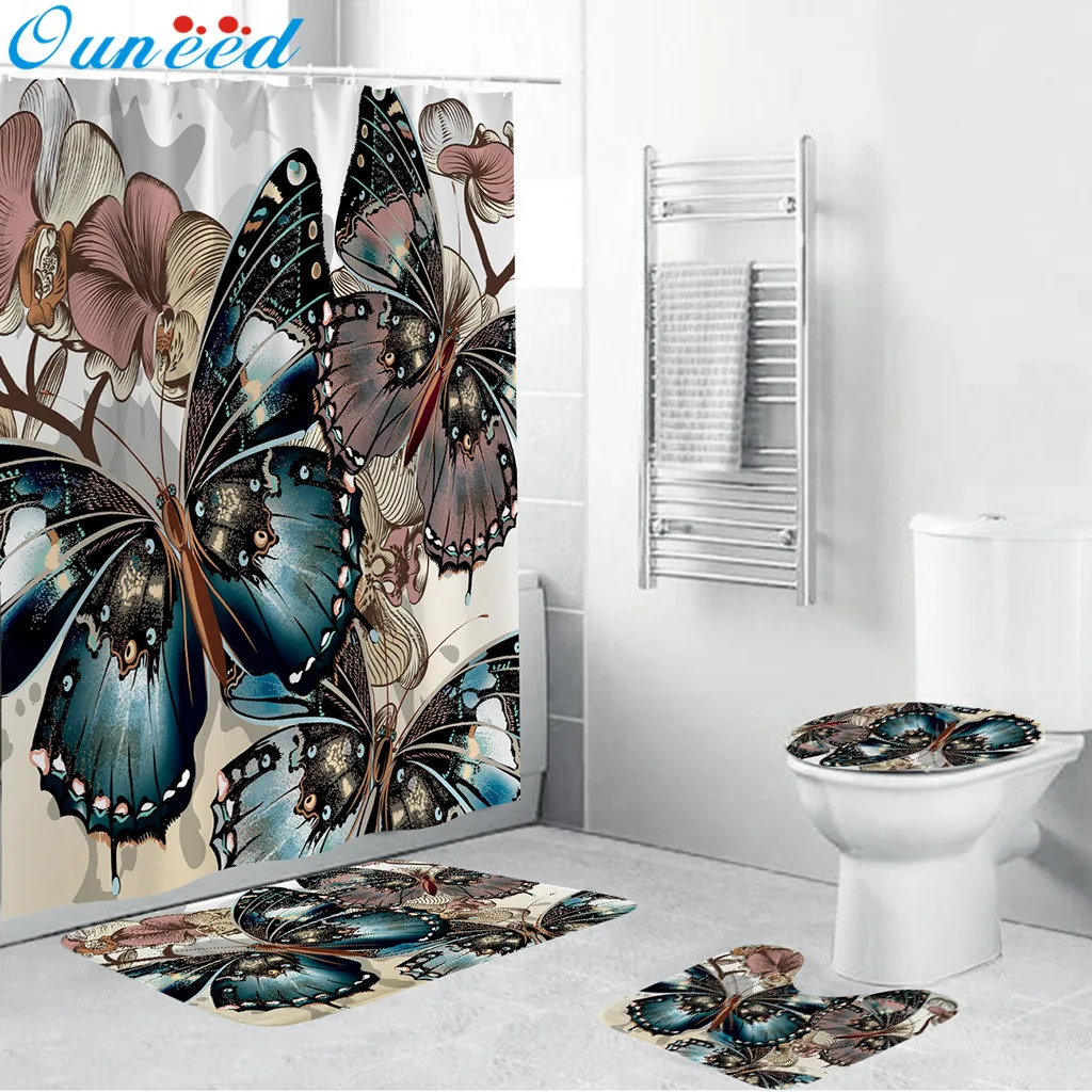 Check Out Erfly Pattern Bathroom Curtain Set Made With Pvc Erfly Pattern Bathroom Curtain Set