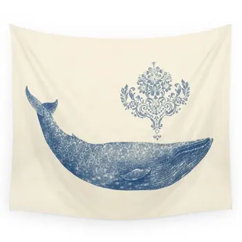 

High Quality The Damask Whale Wall Tapestry Cover Beach Towel Throw Blanket Picnic Yoga Mat Home Decoration Textiles