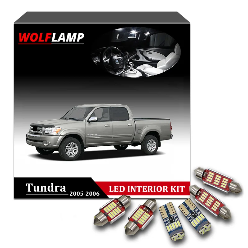 

Wolflamp 12Pcs Super Bright White LED Interior Car Lights For 2005-2006 Toyota Tundra Map Light Dome Lamp License Plate Bulb