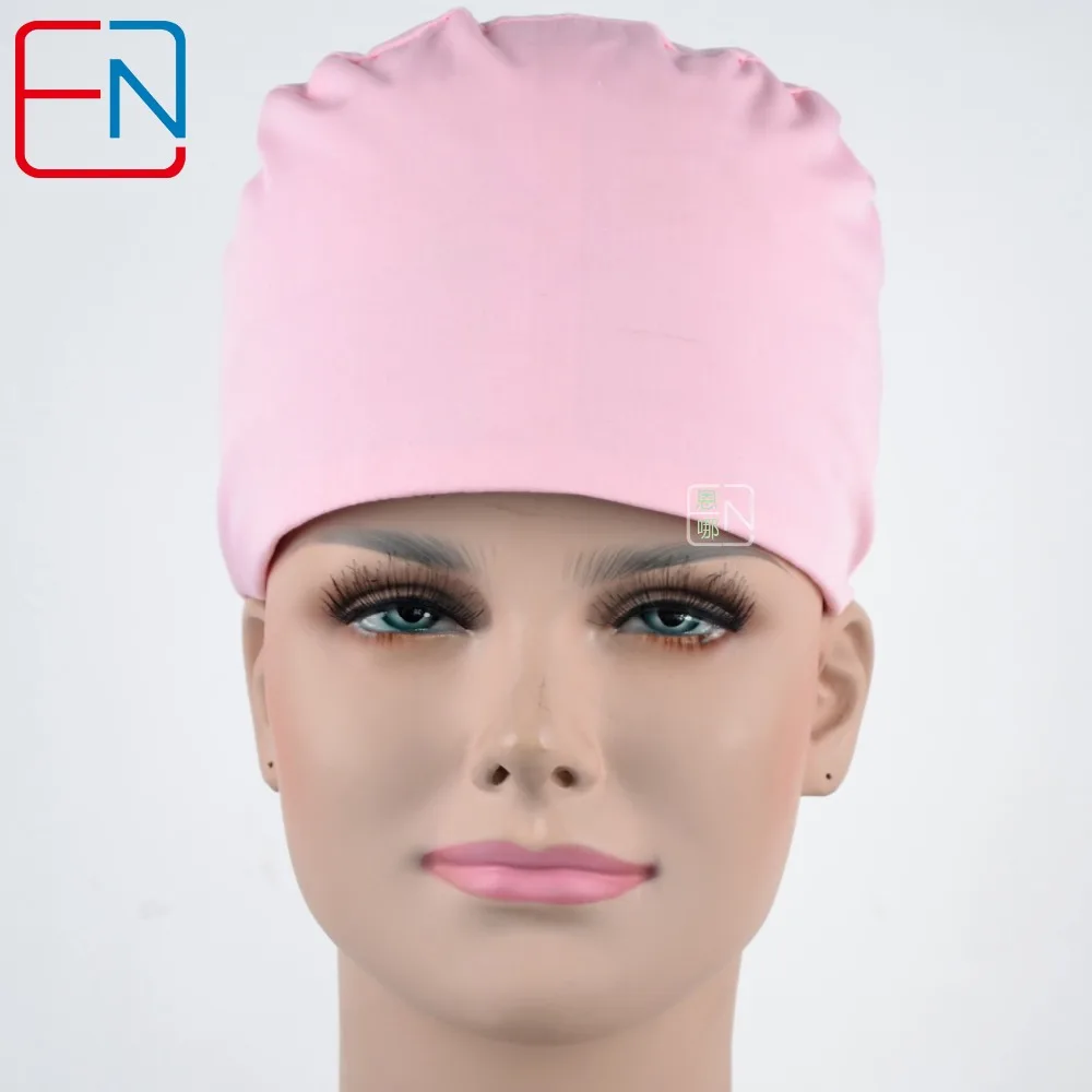 

Hennar Medical Surgical Caps Masks Women Cotton Pet Doctor Scrub Caps Pink Solid T/C Adjustable Women's Medical Hats Mask