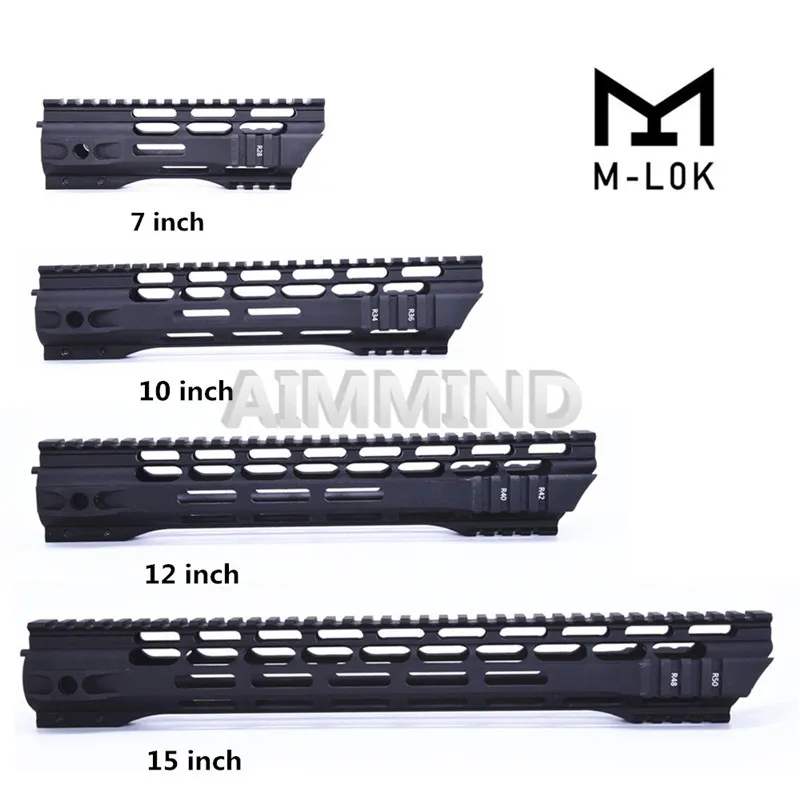 12 шт. 15 дюймов MLOK трубчатое цевье супер тонкий ar 15 Handguard Quad Rail для M4 M16