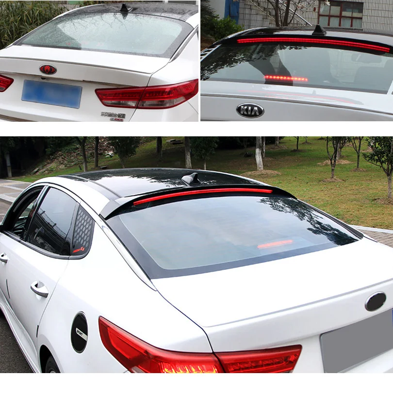 Rear Glass Wing LED Roof Spoiler Gloss Black For Kia All New Optima K5 2016~2017