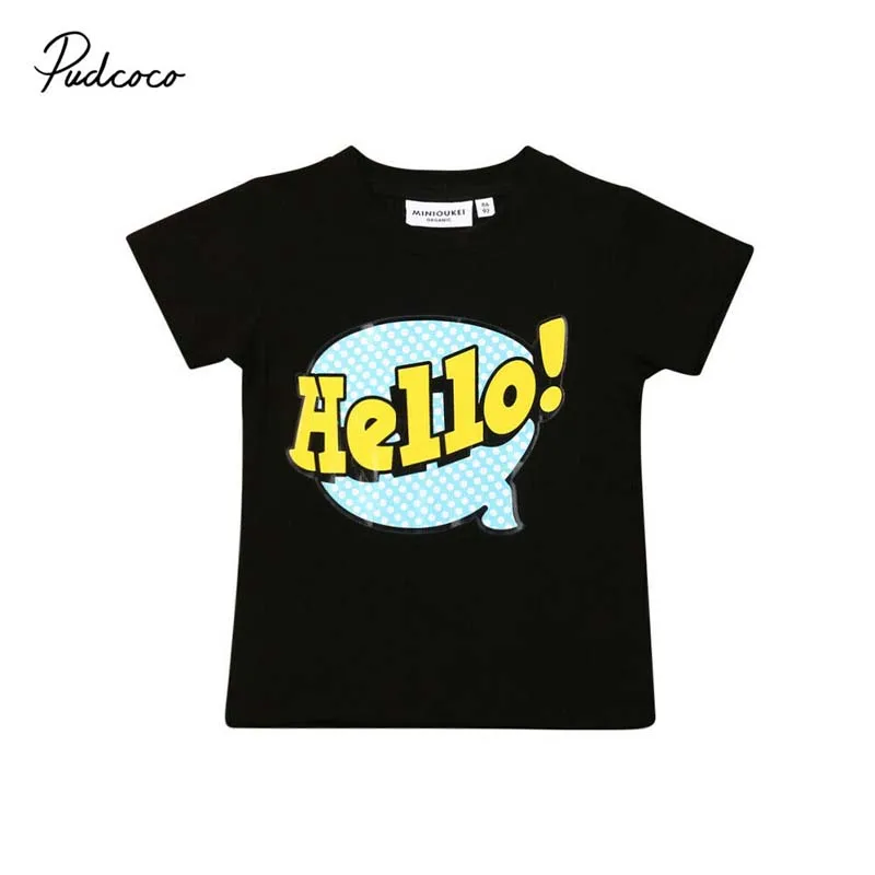 

2019 Brand New Toddler Kids Baby Boys Girls Hello Printing Casual Tops T-shirts Summern Cotton Children Clothes Tee 1-7Y