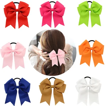 

DHL 500pcs 20 colors Girls Cheerleading Bow Elastic Hair Bands child Ribbon Rope Ponytail Holder