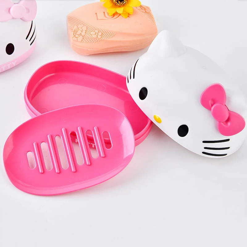 

Hello Kitty Soap Box Cartoon Soap Holder Plastic Soap Dish Plate Bathroom Storage Accessories 2B