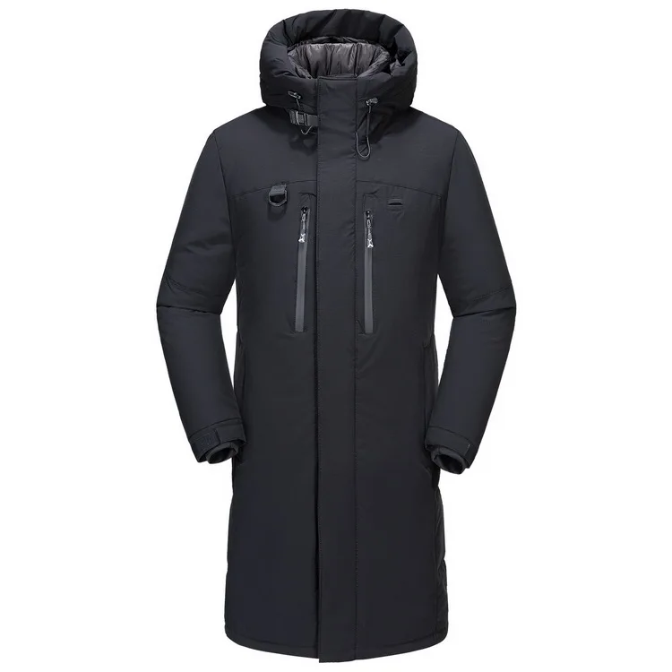 

New Winter Duck Down Jackets Men 2018 Fashion Casual Mens Thickening Hooded Outwear X-Long Black Coat 3XL Down Parka Men