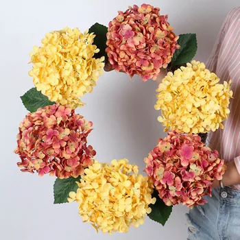 

New Round Artificial Hydrangea Flowers Wreath Summer Spring Front Door Decor Artificial Decorations Festive Party Supplies