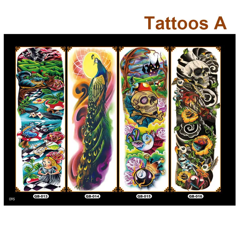 4-Piece-Body-Art-Temporary-Tattoo-Colorful-Animals-Watercolor-Painting-Drawing-Decal-Waterproof-Full-Arm-Big-Large-Fake-Tattoo-(4)
