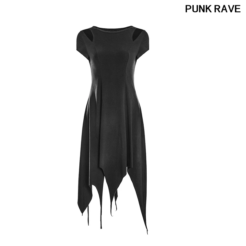 

Fashion Irregular Hem Dress Gothic Proper Segmentation Showing Proportion Of Stature Hollow Shoulder Dress PUNK RAVE OPQ-316LQF