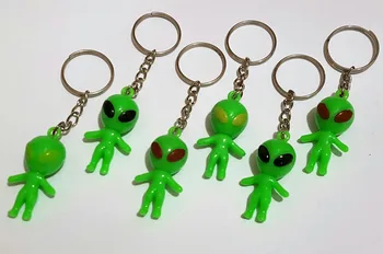 

4 Key Ring w/ Alien 511 Boys Kids Vintage Charm Fashion Favour Pinata Filler School Bag Birthday Party Favors Gift Novelty Prize