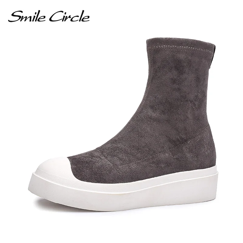 Smile Circle High-quality women Elastic boots Women Suede Leather Booties Flat Platform Casual shoes Women boots Smile Circle High-quality women Elastic boots Women Suede Leather Booties Flat Platform Casual shoes Women boots