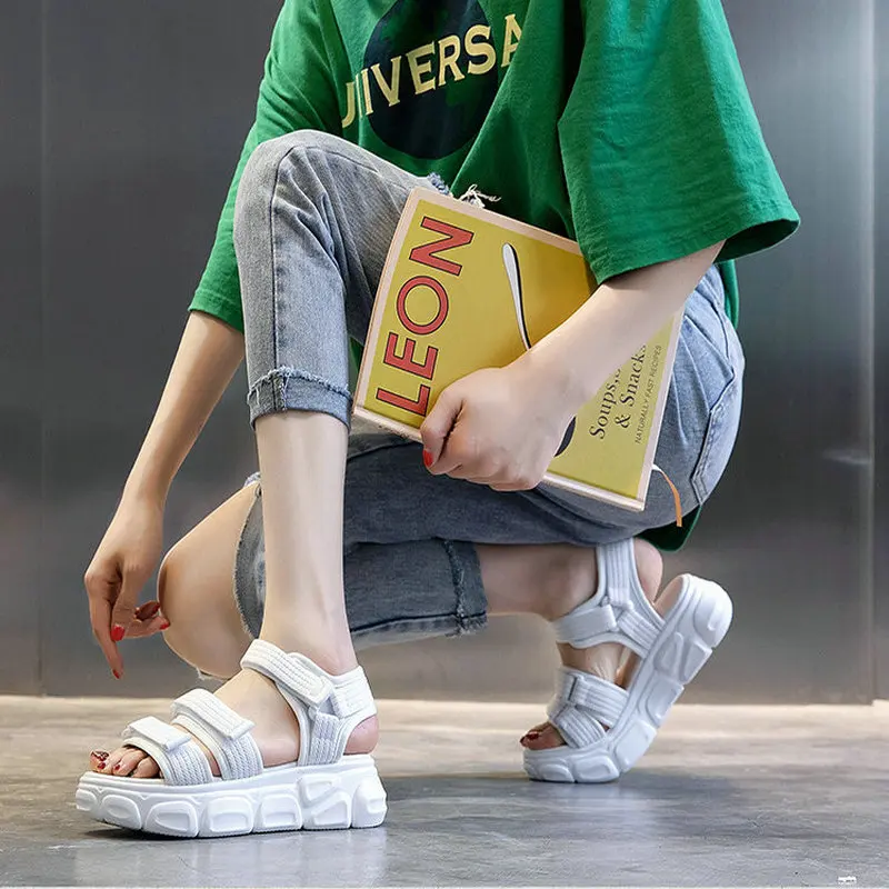

Sandal Woman Summer Woman Thick bottom Breathable flat shoes Woman light Comfortable Sandals fashion wild beach shoes BB-36