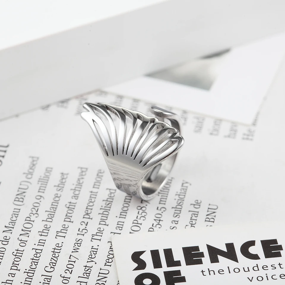 BORASI 2019 New Arrival Unique Animal Wing Rings For Girls Wedding Bands Hyperbole Rings For Women Party Fashion Jewelry Ring 4