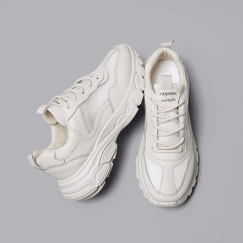 

Summer Women's Sneakers Platform 2019 Ladies Casual Shoes Mesh Breathable White Beige Comfortable Shoes Woman Chunky Sneakers