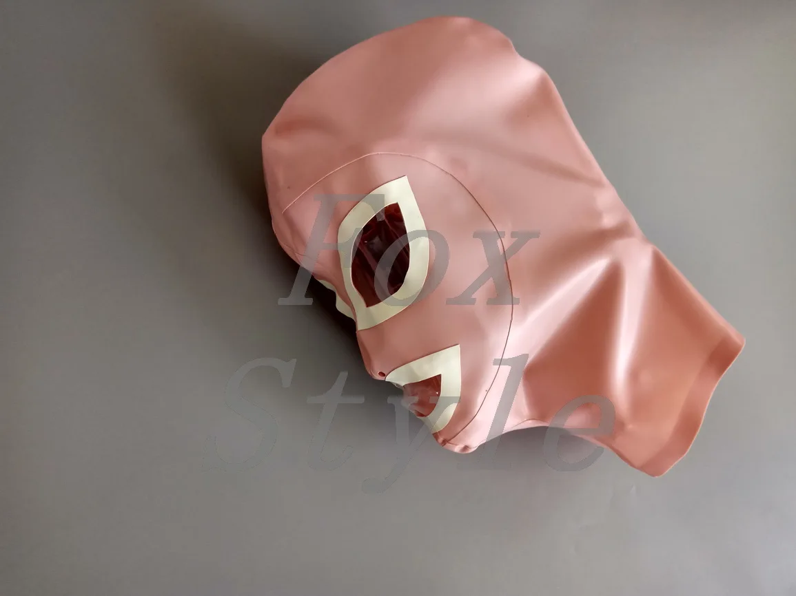 Ручная работа латексная детская розовая маска сексуальный капюшон для взрослых