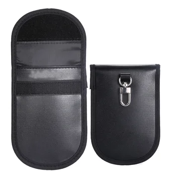 

Pu Leather Keychain Men Women RFID Blocking Purse Organizer Pouch Car Key Holder Wallet Housekeeper Mini Credit Card Bag Black