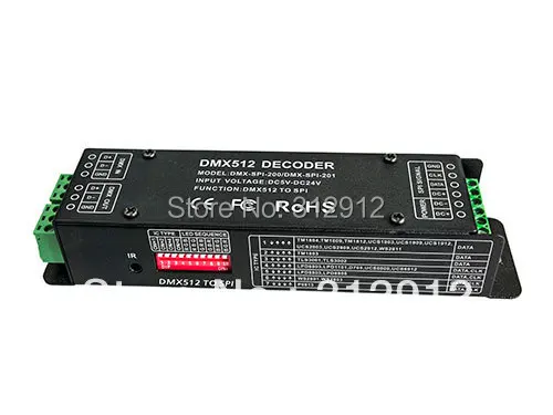 

DMX-SPI-201;DMX-SPI Decoder;can switch 7 kinds of IC type, support more different lamps types of IC driver