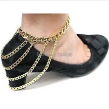 L64 модные ножные браслеты цепочки четыре слоя бижутерия для ног золотой или серебряный цвет